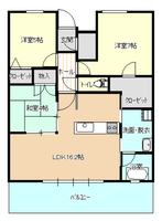 サンパーク延岡中央レジデンス★３階南西角部屋の間取り図