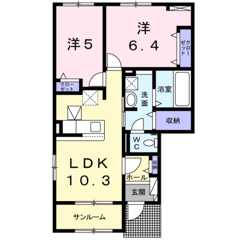 ベル　ソレイユ　A（1階）101号室
