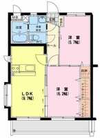 【K】エバーグリーン（2LDK）の間取り図