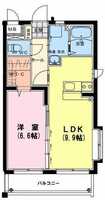 【K】ユーミー多々良A（1LDK）の間取り図