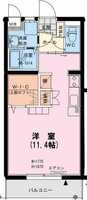 【K】ボナール出北（ワンルーム）の間取り図
