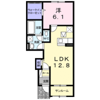 ラ・フルールB（1階）の間取り図