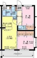 【K】プルミエール岡富（2LDK）の間取り図