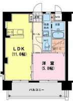 【K】フィオーレ（1LDK）の間取り図