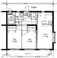 【K】トミーパレス（2LDK）の間取り図