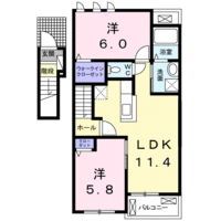 【大東建託】Vent・Vert　Ⅱ（2階）の間取り図