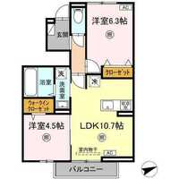 【D】D-room古川Ⅰ（1階）の間取り図