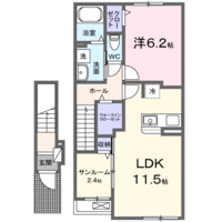 【大東建託】メゾン・ティエード（2階）の間取り図