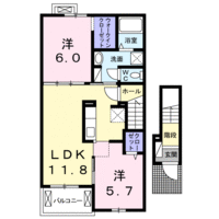 【大東建託】トレジャー（2階）の間取り図