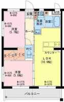 【K】延岡・北一ヶ岡四丁目マンション（2LDK）の間取り図