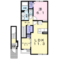 【大東建託】ラシュレR（2階）の間取り図