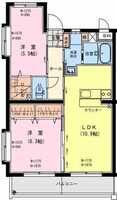 【K】ベイシティコート（2LDK）の間取り図