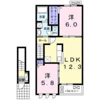 【大東建託】アル・クオーレ（2階）の間取り図