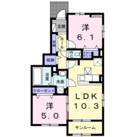 【大東建託】ラ・フルール　S（1階）の間取り図