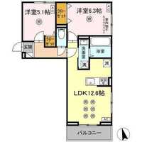 【D】セントラルヴィラⅢ（1階）の間取り図