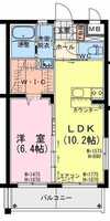 【K】ロッソテラス（1LDK）の間取り図