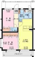 【K】ユーミー岡富（2LDK）の間取り図