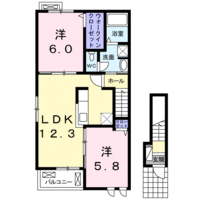 【大東建託】モルト 　ピエーノⅠ（2階）の間取り図