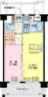 【K】延岡・北小路YMマンション（1LDK）の間取り図