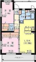 【K】サンテラス・TUTOMI（2LDK）の間取り図